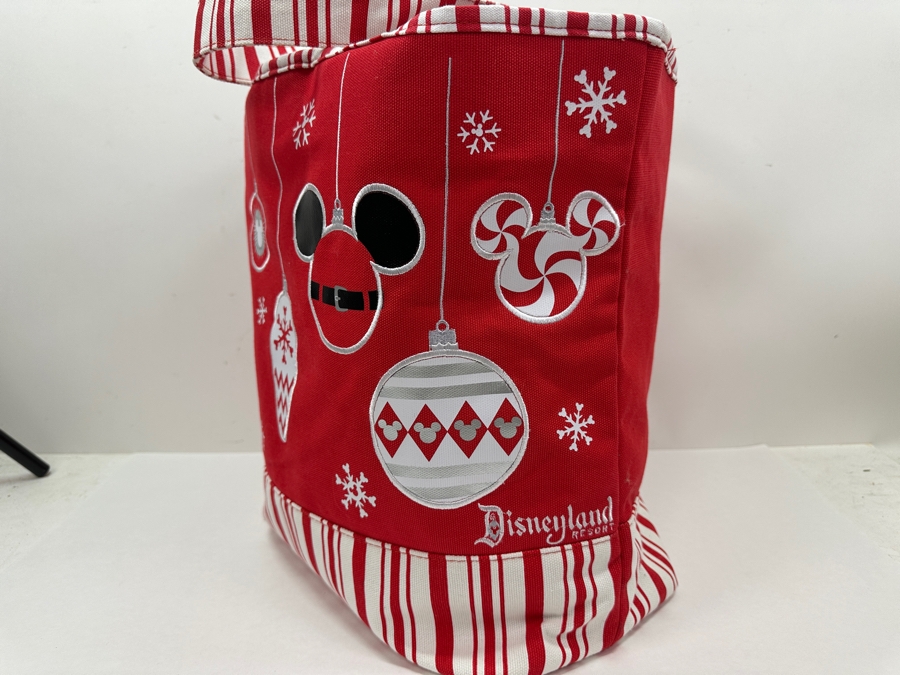 Disney Parks Disneyland Resorts Holiday Ornaments Mickey Mouse Red And White Large Canvas Tote Bag Limited Release [Photo 2]
