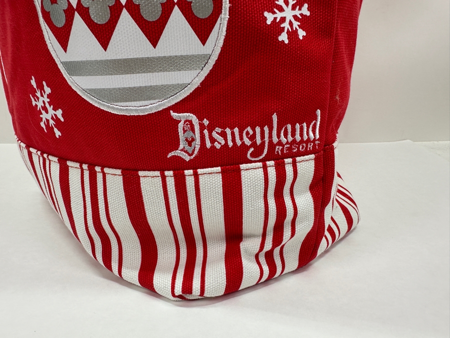 Disney Parks Disneyland Resorts Holiday Ornaments Mickey Mouse Red And White Large Canvas Tote Bag Limited Release [Photo 3]