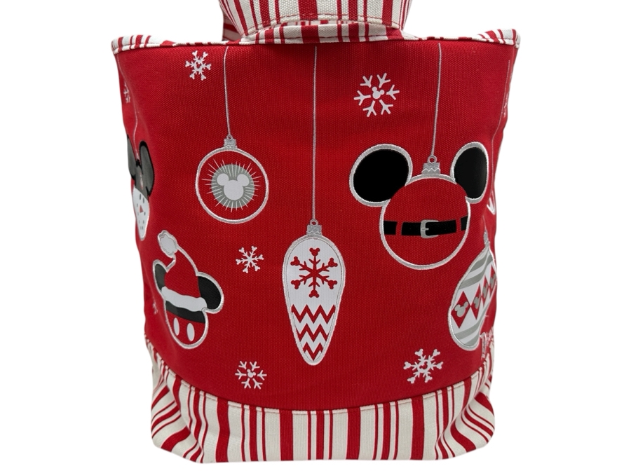 Disney Parks Disneyland Resorts Holiday Ornaments Mickey Mouse Red And White Large Canvas Tote Bag Limited Release