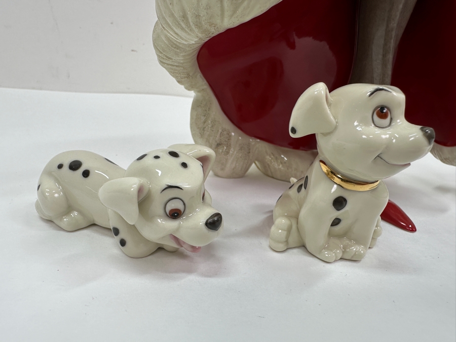 Walt Disney Showcase Lenox 101 Dalmatians Cruella De Vil Figurine With Three Dalmatians Figurines Hand Painted And Accented With 24k Gold With Original Box 8.5'H Retails $145 [Photo 3]