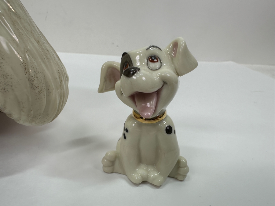 Walt Disney Showcase Lenox 101 Dalmatians Cruella De Vil Figurine With Three Dalmatians Figurines Hand Painted And Accented With 24k Gold With Original Box 8.5'H Retails $145 [Photo 4]