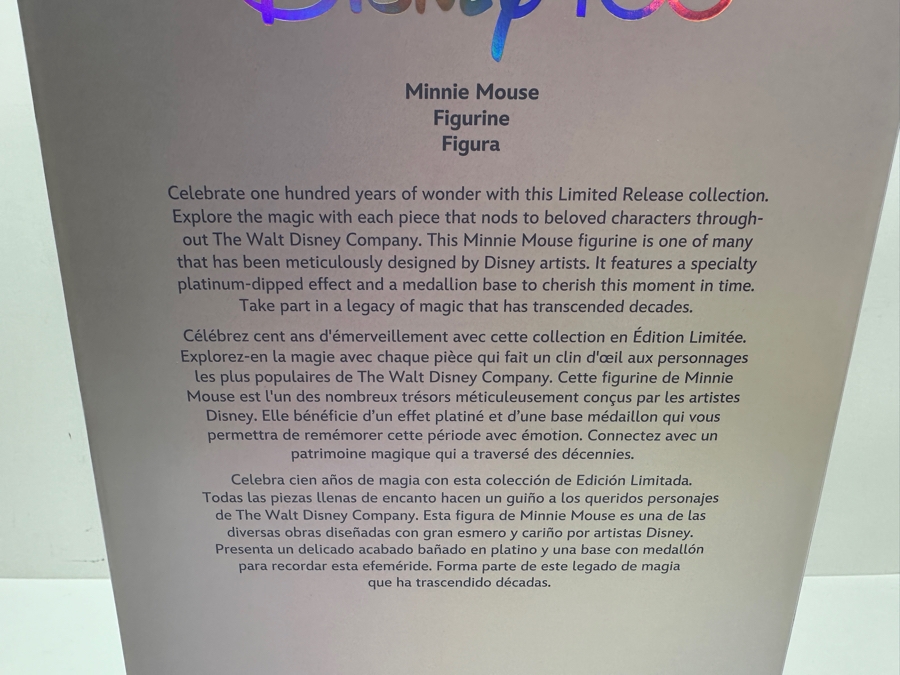 Disney 100 Years Of Wonder Minnie Mouse Limited Release Rhinestone Crystal Figurine 12'H With Original Box [Photo 14]