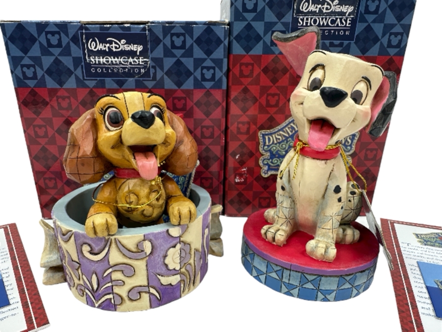 Walt Disney Showcase Lady 'Lovely Lady' From Walt Disney's Lady And The Tramp Figurine 4'H And Lucky 'Happy Go Lucky' From Walt Disney's 101 Dalmatians Figurine 5'H With Original Boxes Disney Traditions By Jim Shore Enesco
