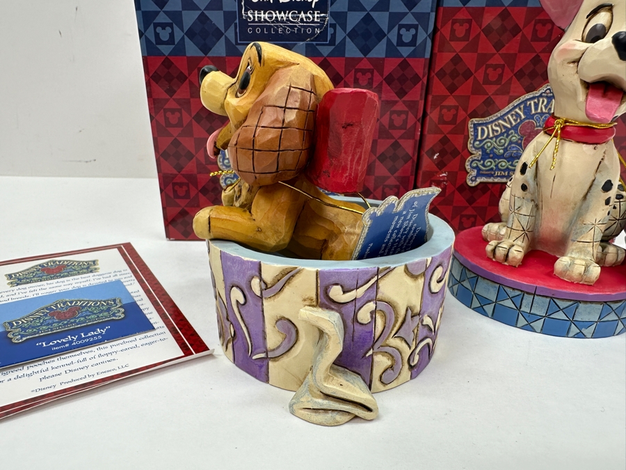 Walt Disney Showcase Lady 'Lovely Lady' From Walt Disney's Lady And The Tramp Figurine 4'H And Lucky 'Happy Go Lucky' From Walt Disney's 101 Dalmatians Figurine 5'H With Original Boxes Disney Traditions By Jim Shore Enesco [Photo 3]