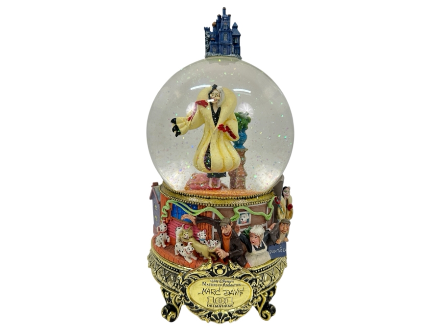 Walt Disney's Masters Of Animation Marc Davis 101 Dalmatians Musical Snow Globe Featuring Cruella De Vil With Original Box 9H