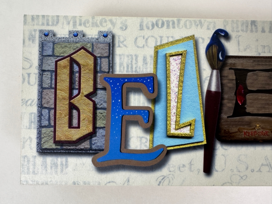 Disney Parks Dave Avanzino Artist Signed Wooden Print Titled 'Always Believe' Signed Front And Back With Original Box 7.5W X 3D X 1.5H [Photo 2]