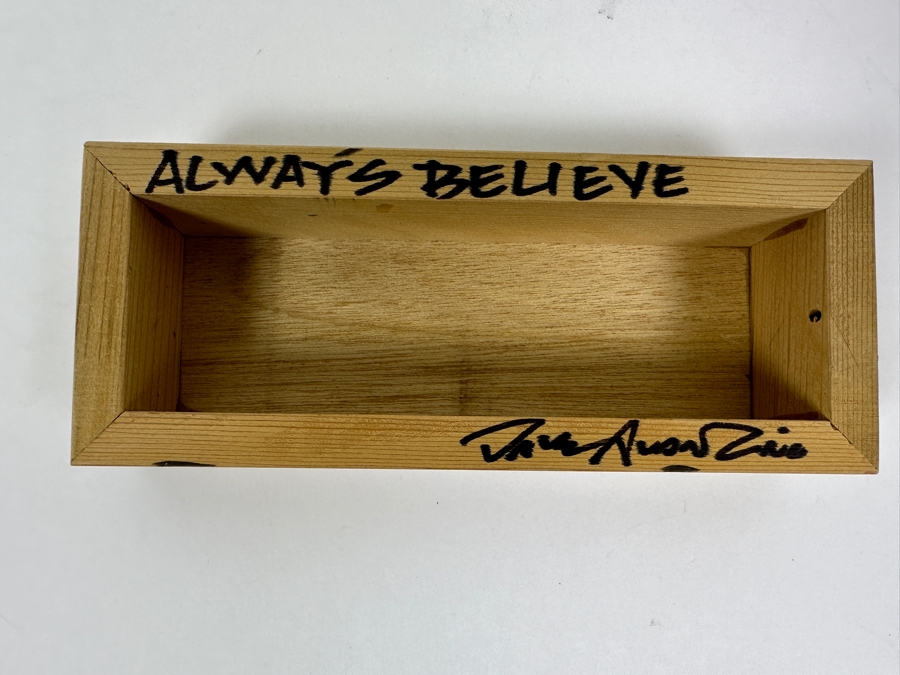 Disney Parks Dave Avanzino Artist Signed Wooden Print Titled 'Always Believe' Signed Front And Back With Original Box 7.5W X 3D X 1.5H [Photo 5]