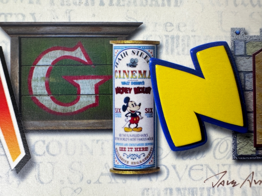 Disney Parks Dave Avanzino Artist Signed Wooden Print Titled 'Always Imagine' Signed Front And Back With Original Box 7.5W X 3D X 1.5H [Photo 2]