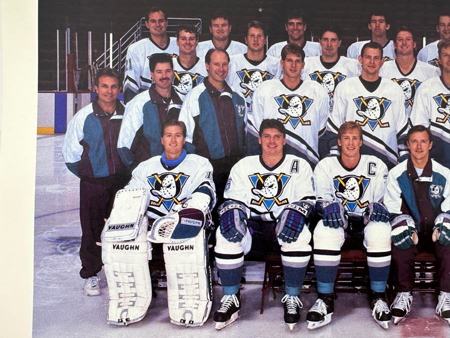 Anaheim Mighty Ducks Inaugural Game Program With First Day Cover Stamp Dated Oct. 8, 1993, Media Guide And 1993-94 Team Photo Print [Photo 4]