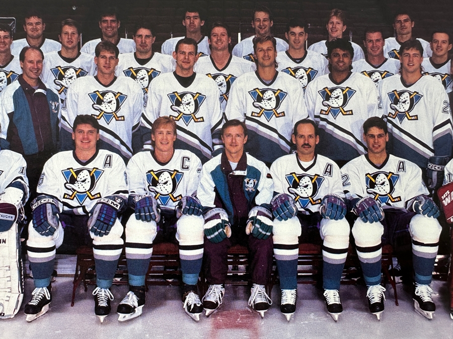 Anaheim Mighty Ducks Inaugural Game Program With First Day Cover Stamp Dated Oct. 8, 1993, Media Guide And 1993-94 Team Photo Print [Photo 5]