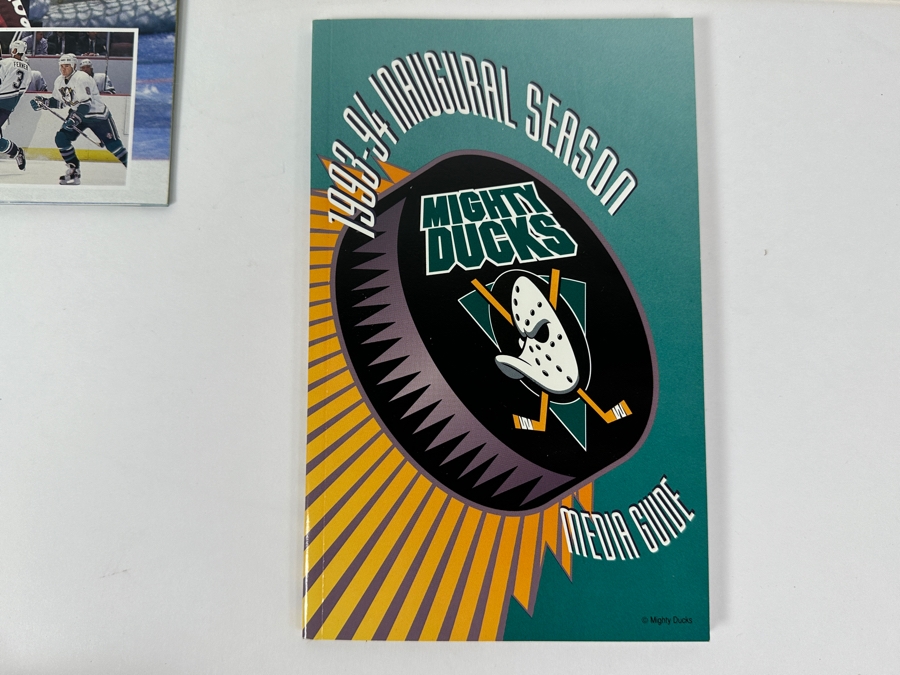 Anaheim Mighty Ducks Inaugural Game Program With First Day Cover Stamp Dated Oct. 8, 1993, Media Guide And 1993-94 Team Photo Print [Photo 7]