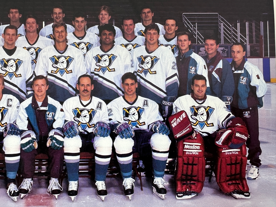 Anaheim Mighty Ducks Inaugural Game Program With First Day Cover Stamp Dated Oct. 8, 1993, Media Guide And 1993-94 Team Photo Print [Photo 6]