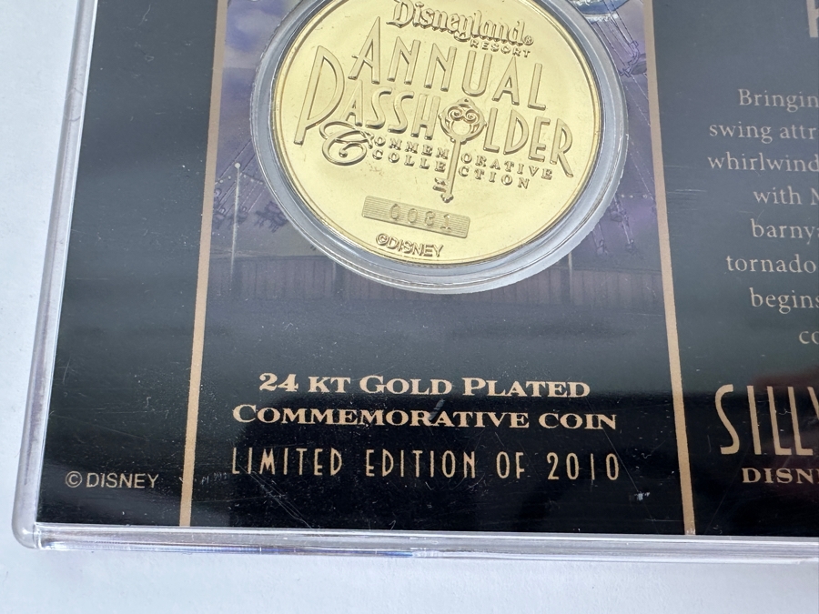 Limited Edition Of 2010 24k Gold Plated Commemorative Coin From Disney's California Adventure Park Silly Symphony Swings Annual Passholder Collector Coin Numbered 81 Of 2,010 [Photo 5]