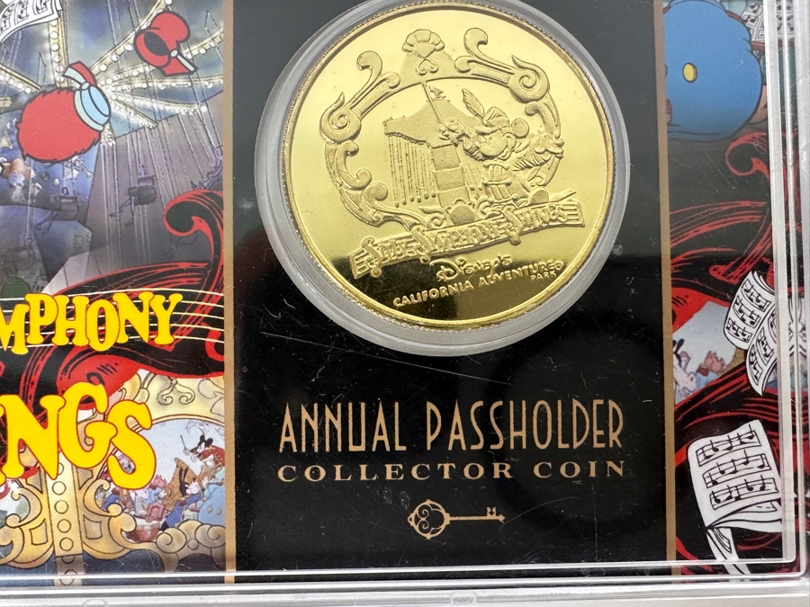 Limited Edition Of 2010 24k Gold Plated Commemorative Coin From Disney's California Adventure Park Silly Symphony Swings Annual Passholder Collector Coin Numbered 81 Of 2,010 [Photo 3]