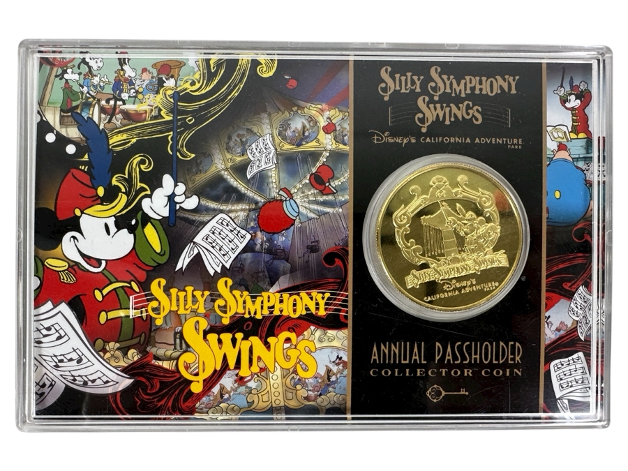 Limited Edition Of 2010 24k Gold Plated Commemorative Coin From Disney's California Adventure Park Silly Symphony Swings Annual Passholder Collector Coin Numbered 81 Of 2,010