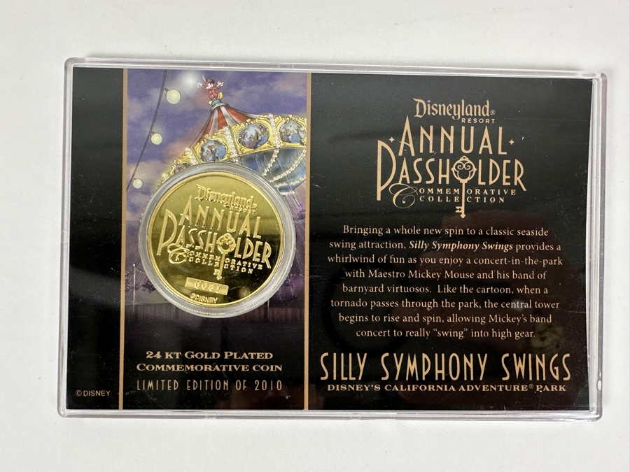 Limited Edition Of 2010 24k Gold Plated Commemorative Coin From Disney's California Adventure Park Silly Symphony Swings Annual Passholder Collector Coin Numbered 81 Of 2,010 [Photo 4]
