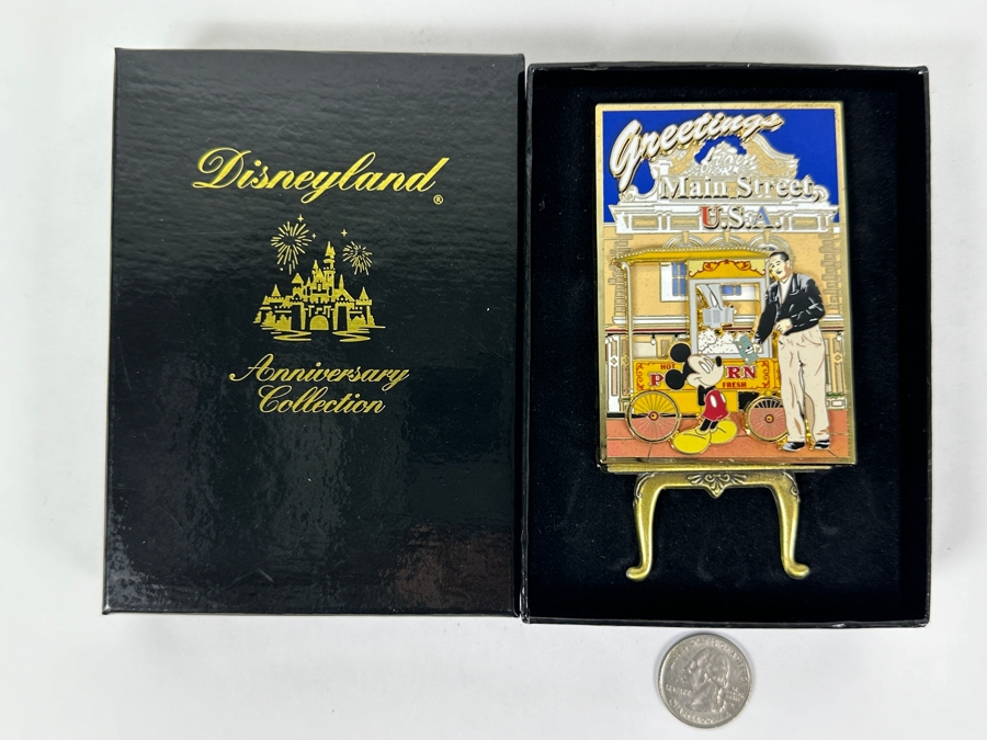 Disneyland Anniversary Collection Large Disney Trading Pin 'Greetings From Main Street, U.S.A.' Featuring Walt Disney And Mickey Mouse Disneyland 50th Anniversary Collectible Pin With Original Box [Photo 2]
