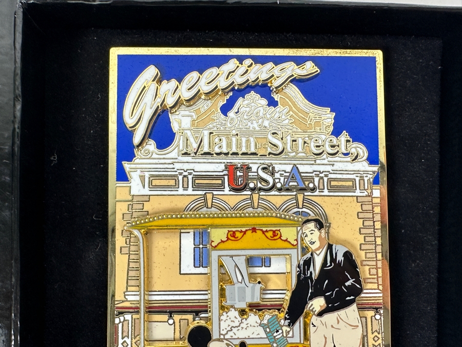 Disneyland Anniversary Collection Large Disney Trading Pin 'Greetings From Main Street, U.S.A.' Featuring Walt Disney And Mickey Mouse Disneyland 50th Anniversary Collectible Pin With Original Box [Photo 5]