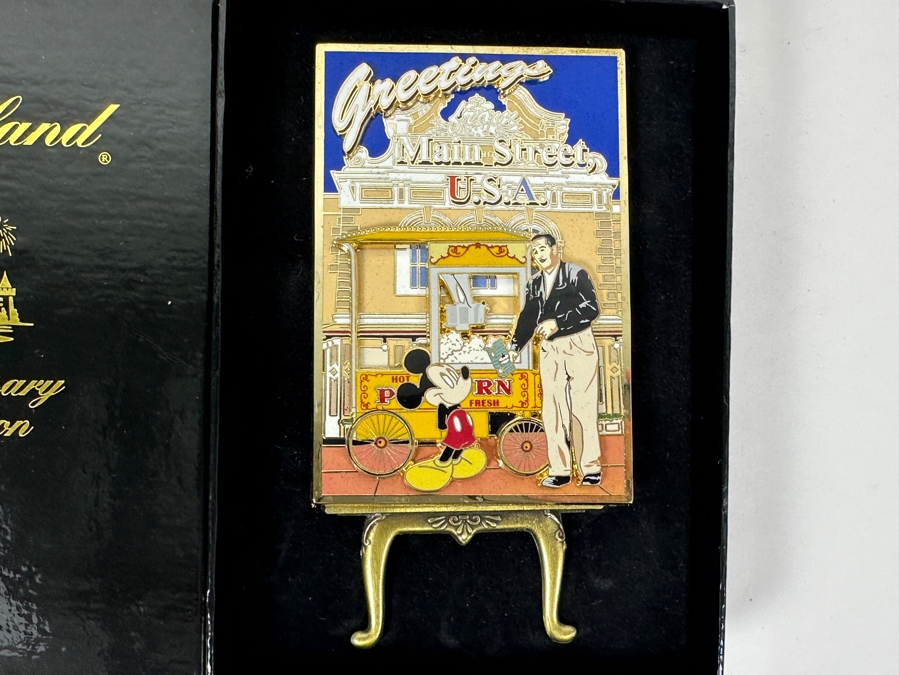 Disneyland Anniversary Collection Large Disney Trading Pin 'Greetings From Main Street, U.S.A.' Featuring Walt Disney And Mickey Mouse Disneyland 50th Anniversary Collectible Pin With Original Box [Photo 3]