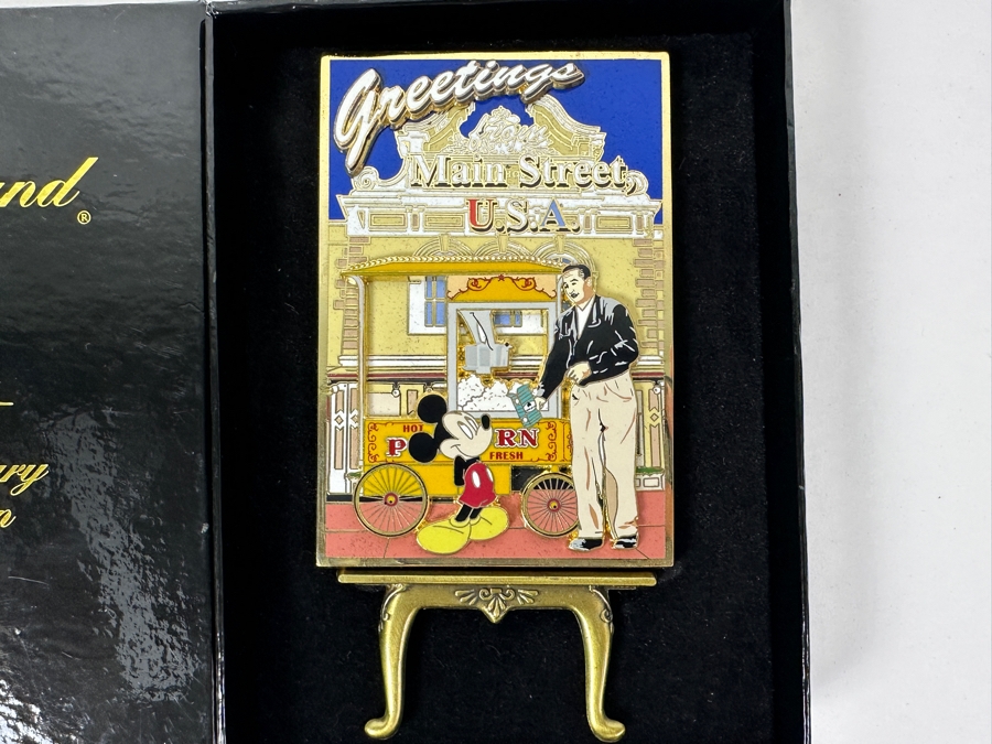 Disneyland Anniversary Collection Large Disney Trading Pin 'Greetings From Main Street, U.S.A.' Featuring Walt Disney And Mickey Mouse Disneyland 50th Anniversary Collectible Pin With Original Box [Photo 2]