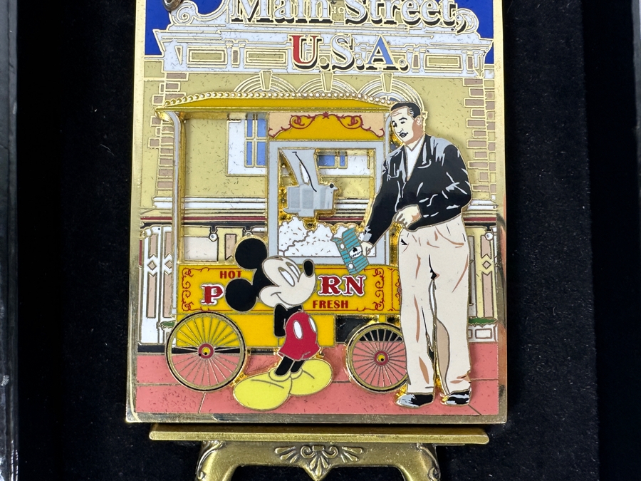 Disneyland Anniversary Collection Large Disney Trading Pin 'Greetings From Main Street, U.S.A.' Featuring Walt Disney And Mickey Mouse Disneyland 50th Anniversary Collectible Pin With Original Box [Photo 3]