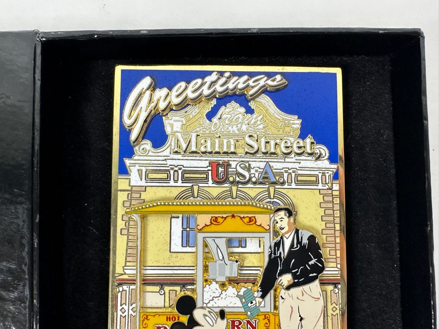 Disneyland Anniversary Collection Large Disney Trading Pin 'Greetings From Main Street, U.S.A.' Featuring Walt Disney And Mickey Mouse Disneyland 50th Anniversary Collectible Pin With Original Box [Photo 4]