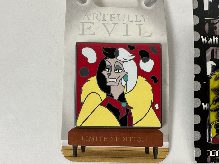 (3) Limited Edition Disney 101 Dalmatians Cruella De Vil Trading Pins And (1) Disney 101 Dalmatians Cruella De Vil Trading Pin [Photo 2]