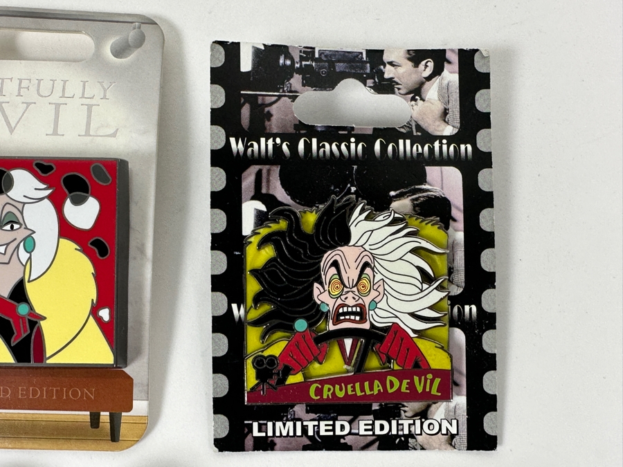 (3) Limited Edition Disney 101 Dalmatians Cruella De Vil Trading Pins And (1) Disney 101 Dalmatians Cruella De Vil Trading Pin [Photo 4]
