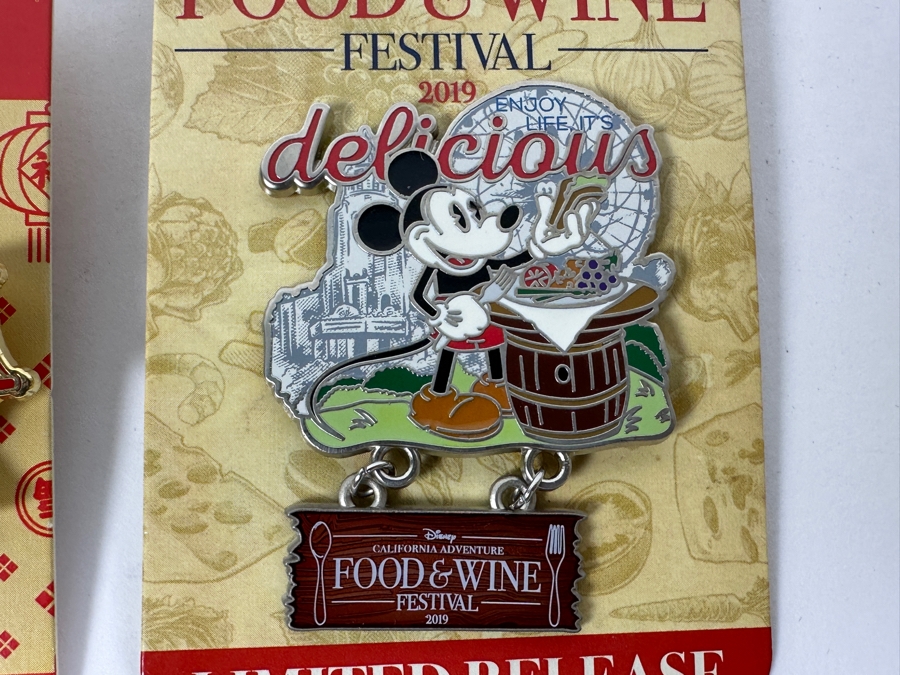 Pair Of Limited Edition Disney Lunar New Year 2018 And California Adventure Food & Wine Festival 2019 Collectible Trading Pins [Photo 6]