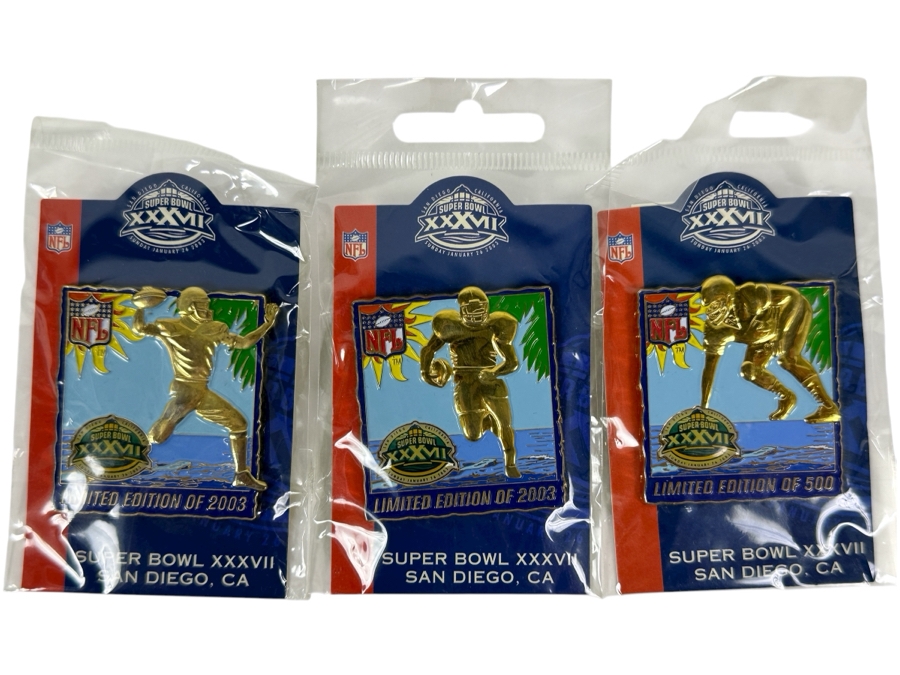 (3) Limited Edition Super Bowl XXXVII San Diego, CA NFL Trading Pins