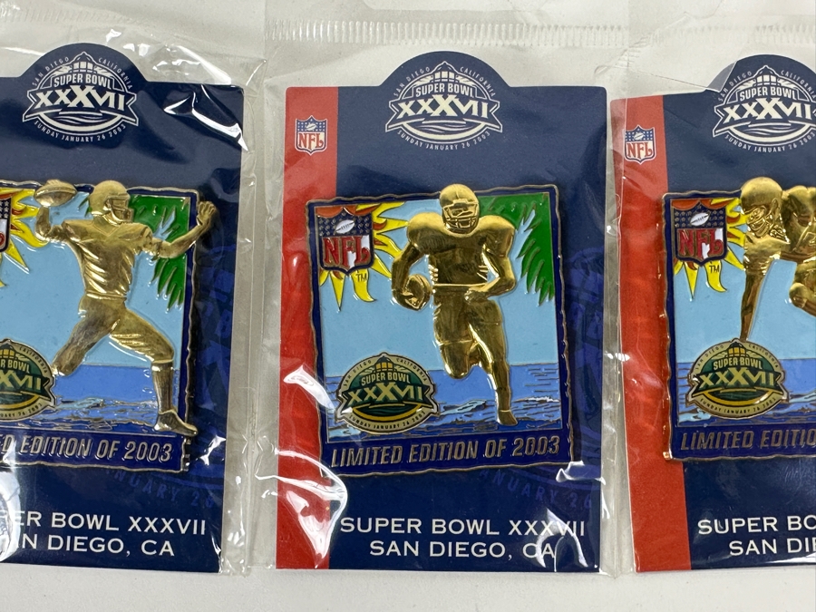 (3) Limited Edition Super Bowl XXXVII San Diego, CA NFL Trading Pins [Photo 4]