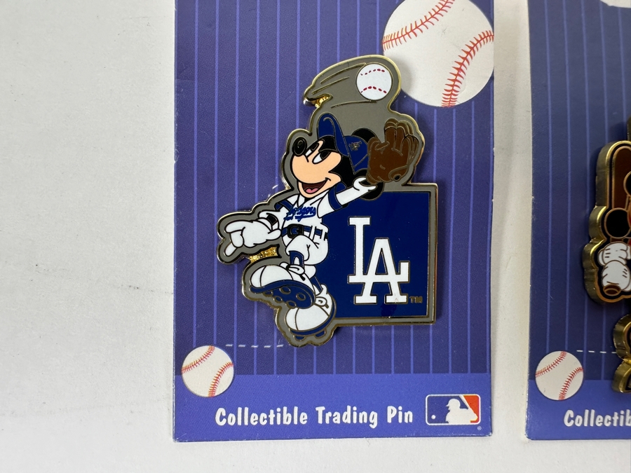 (2) Disney Collectible MLB Trading Pins Mickey Mouse LA Dodgers & Mickey Mouse Los Angeles Angels And (1) Peter David NBA Finals 2001 76ers Vs. Los Angeles Lakers Pin [Photo 7]