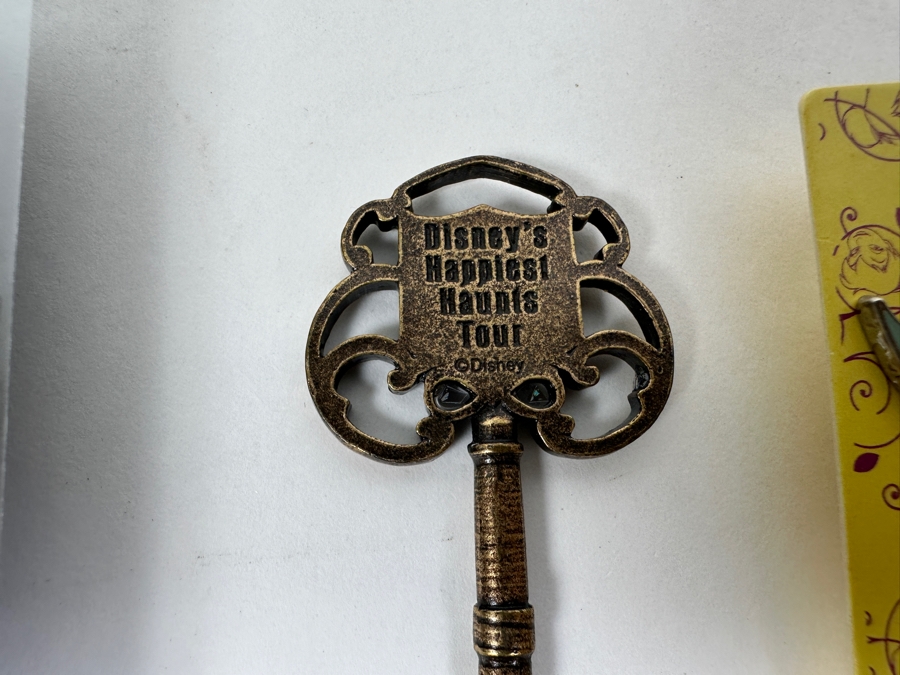 Collection Of Disneyland Collectibles Including Magic Key Trading Pin, Limited Edition Tinker Bell Trading Pin, Button, Disneyland Haunted Mansion Key And Star Wars May The 4th Be With You Key [Photo 4]