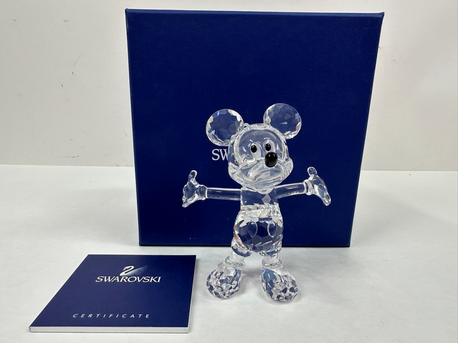 Swarovski Crystal Disney Mickey Mouse Figurine With Original Box 4'H [Photo 2]
