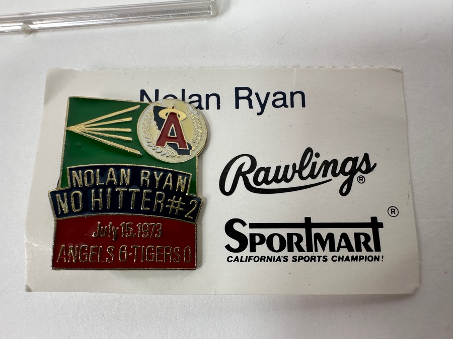 Nolan Ryan No Hitter #2 July 15, 1973 Pin, Nolan Ryan Baseball Card & Bill Wakefield Mets Pitcher Baseball Card [Photo 2]