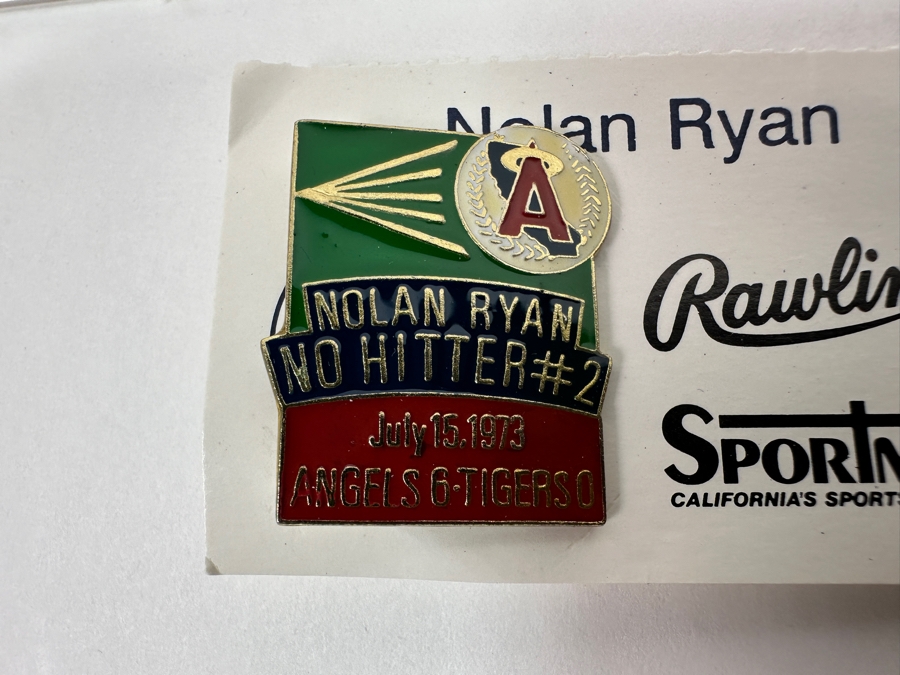 Nolan Ryan No Hitter #2 July 15, 1973 Pin, Nolan Ryan Baseball Card & Bill Wakefield Mets Pitcher Baseball Card [Photo 3]