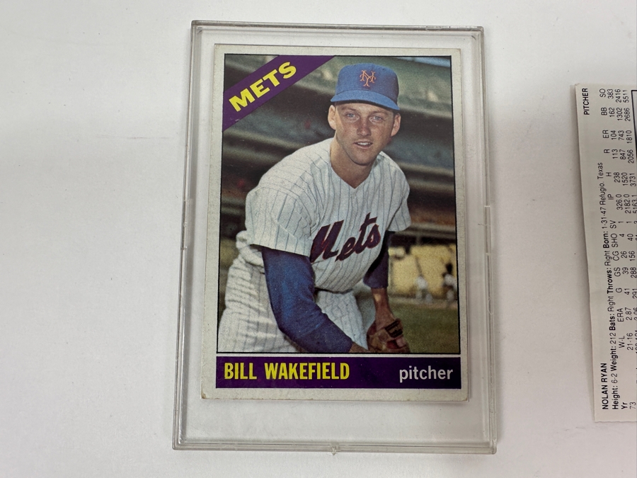 Nolan Ryan No Hitter #2 July 15, 1973 Pin, Nolan Ryan Baseball Card & Bill Wakefield Mets Pitcher Baseball Card [Photo 6]