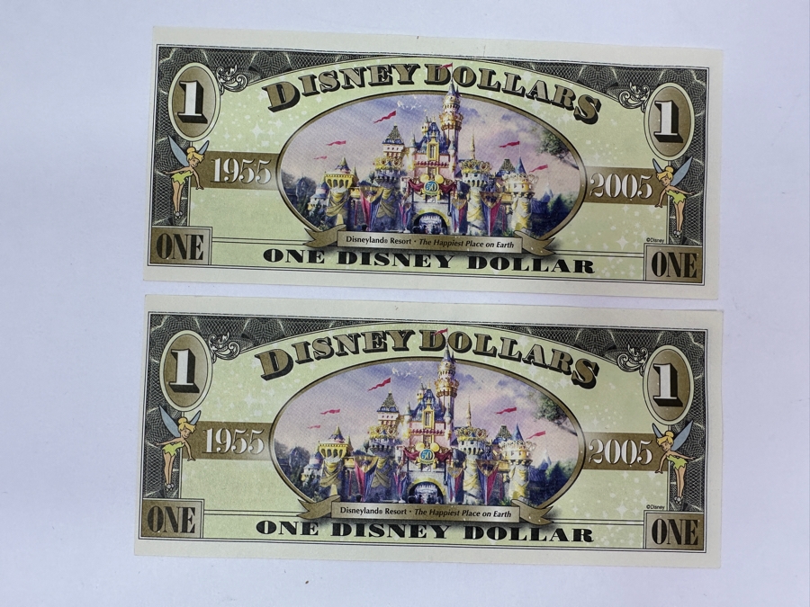 (2) 2005 Anniversary Series $1 One Disney Dollars Featuring Dumbo [Photo 3]