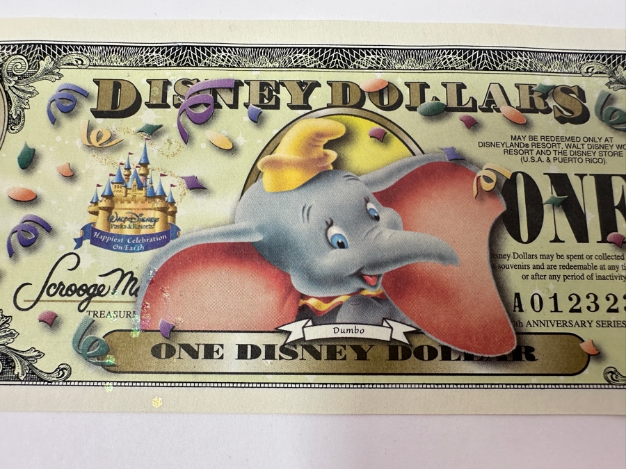 (2) 2005 Anniversary Series $1 One Disney Dollars Featuring Dumbo [Photo 6]