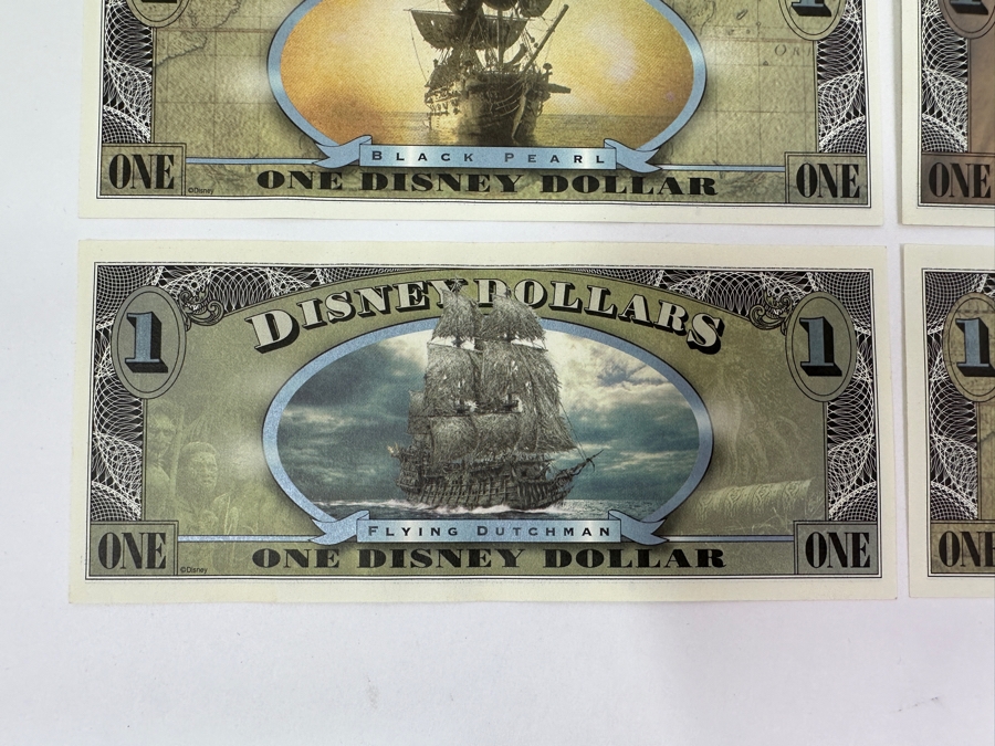 (6) Uncirculated 2007 Series Pirates Of The Caribbean $1 Dollar Disney Dollars Flying Dutchman, Empress & Black Pearl [Photo 10]