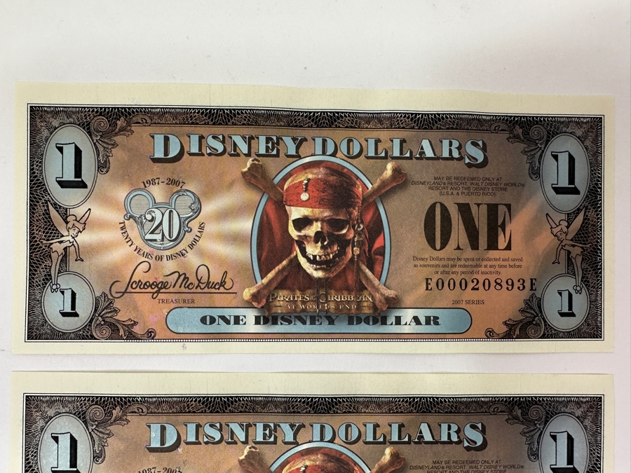(6) Uncirculated 2007 Series Pirates Of The Caribbean $1 Dollar Disney Dollars Flying Dutchman, Empress & Black Pearl [Photo 5]