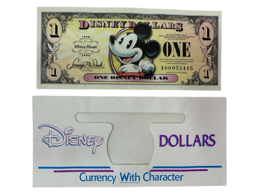 2008 Collector Series $1 One Disney Dollars Featuring Mickey Mouse C. 1930