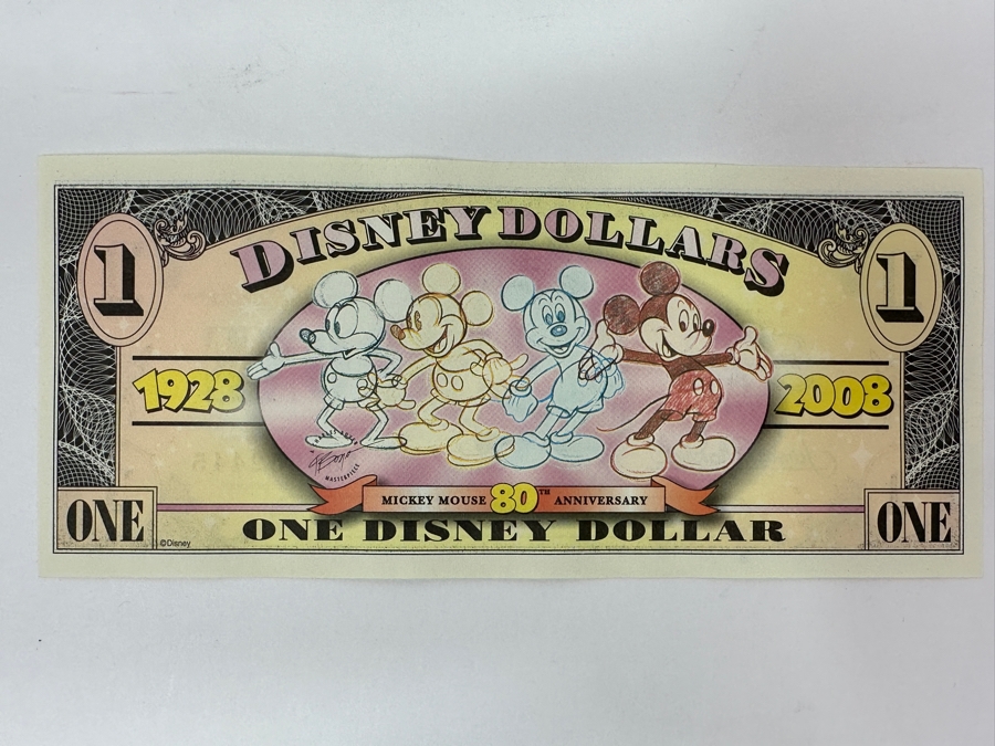 2008 Collector Series $1 One Disney Dollars Featuring Mickey Mouse C. 1930 [Photo 5]
