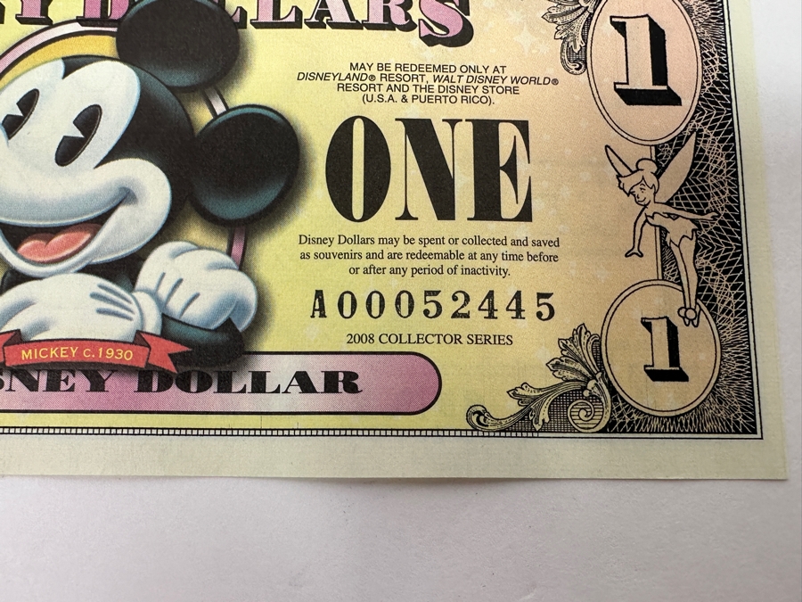 2008 Collector Series $1 One Disney Dollars Featuring Mickey Mouse C. 1930 [Photo 4]