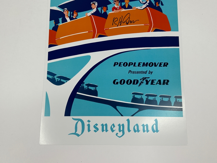 Artist Signed Walt Disney's Peoplemover Disneyland Attraction Poster Signed By Disney Legend Imagineer Bob Gurr 12' X 18' [Photo 3]