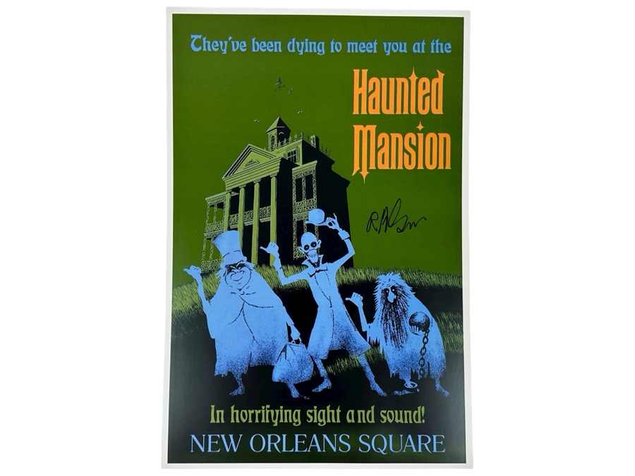 Artist Signed Walt Disney's Haunted Mansion New Orleans Square Disneyland Attraction Poster Signed By Disney Legend Imagineer Bob Gurr 12' X 18'