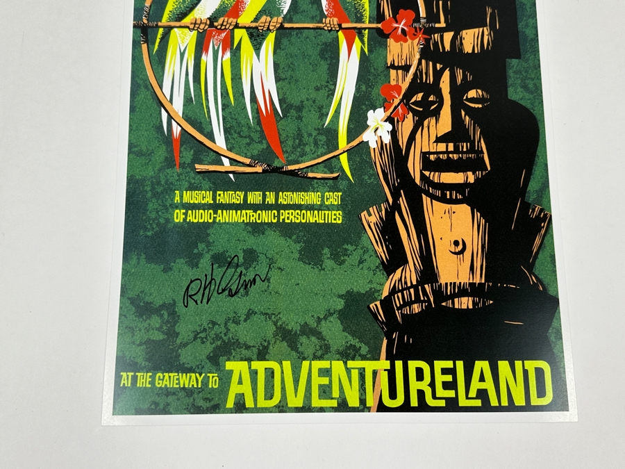 Artist Signed Walt Disney's Enchanted Tiki Room Disneyland Attraction Poster Signed By Disney Legend Imagineer Bob Gurr 12' X 18' [Photo 3]