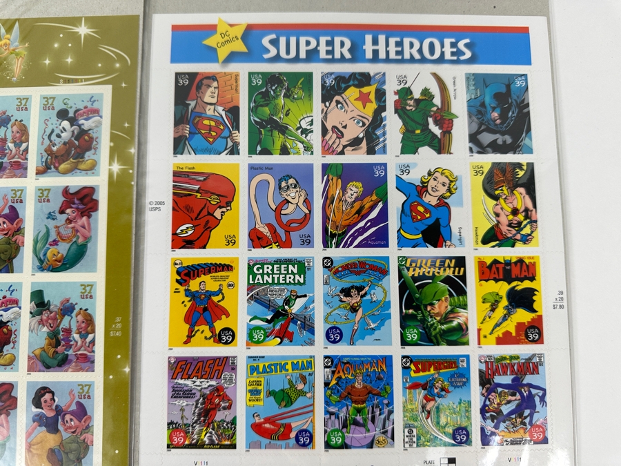 The Art Of Disney Romance Mint Stamps Sheet, The Art Of Disney Celebration Mint Stamps Sheet And DC Comics Super Heroes Mint Stamps Sheet [Photo 6]