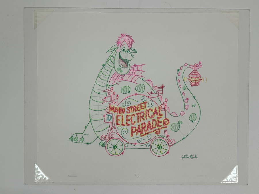 Original Disneyland Disney Parks Hand-Drawn Illustration Of Elliot The Dragon From The Movie Pete's Dragon From The Main Street Electrical Parade Artist Signed 11 X 8.5 [Photo 15]