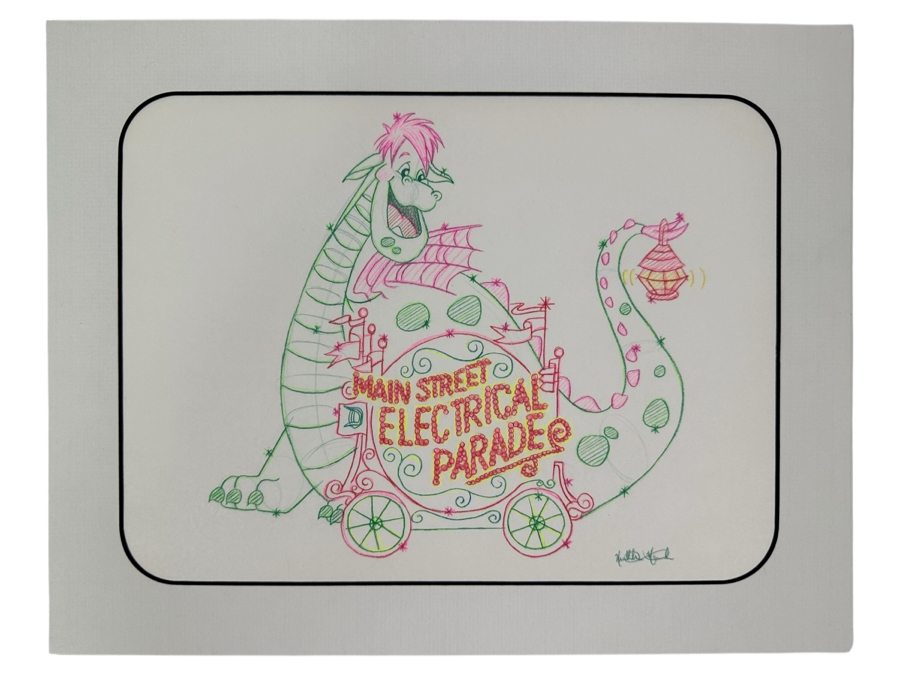 Original Disneyland Disney Parks Hand-Drawn Illustration Of Elliot The Dragon From The Movie Pete's Dragon From The Main Street Electrical Parade Artist Signed 11 X 8.5 [Photo 2]